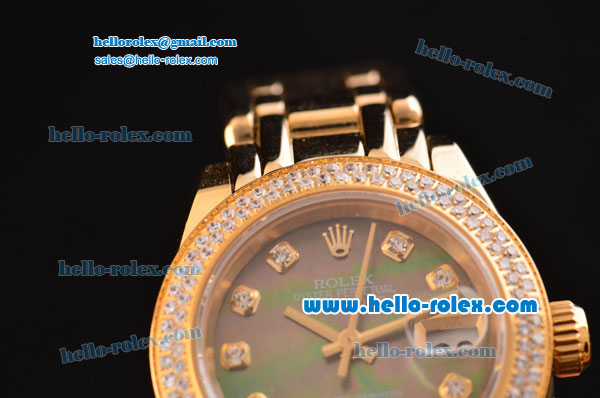 Rolex Datejust Lady 2813 Automatic Gold Case with Grey MOP Dial and Diamond Bezel ETA Coating - Click Image to Close